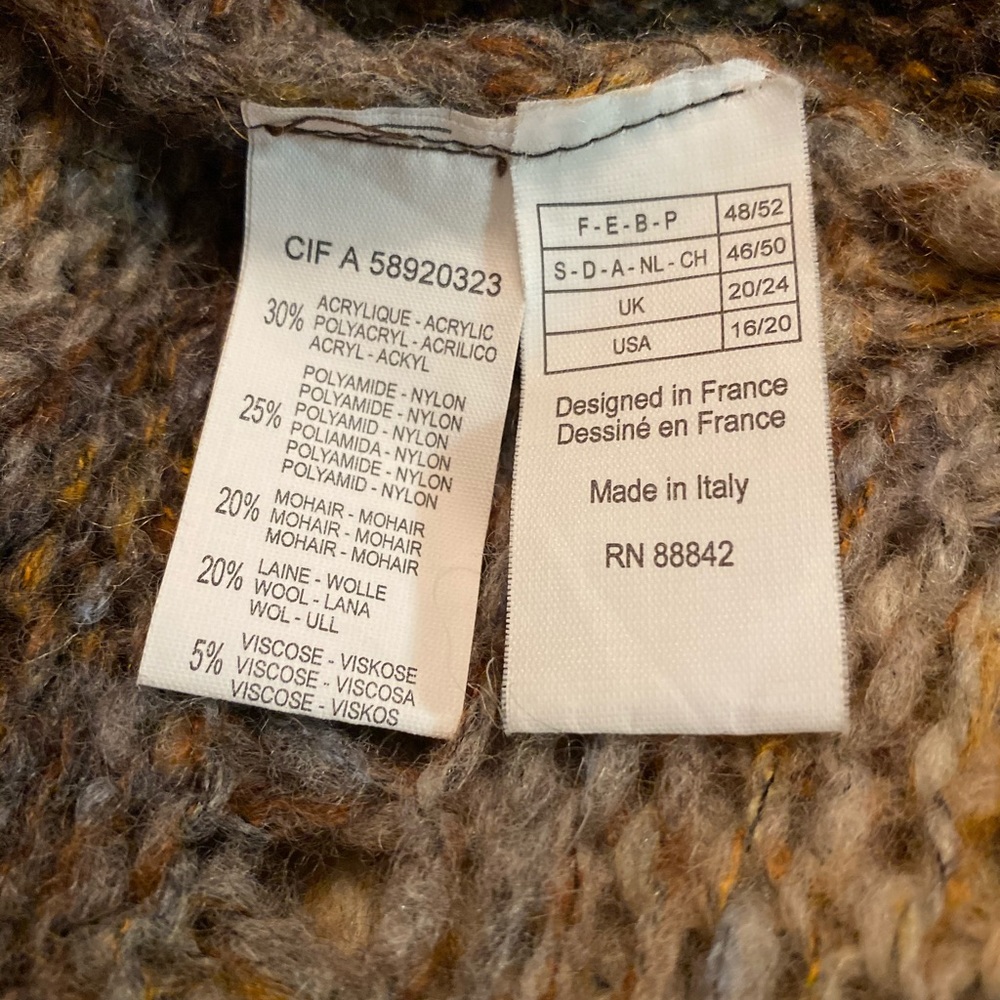 Brown mohair multi color long cardigan Size OS - Picture 6 of 6